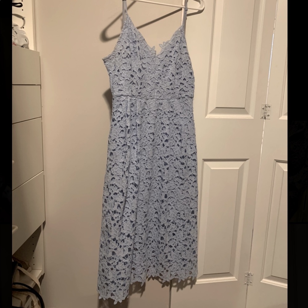 ASTR the Label Lace Flower A-Line Midi Periwinkle Dress